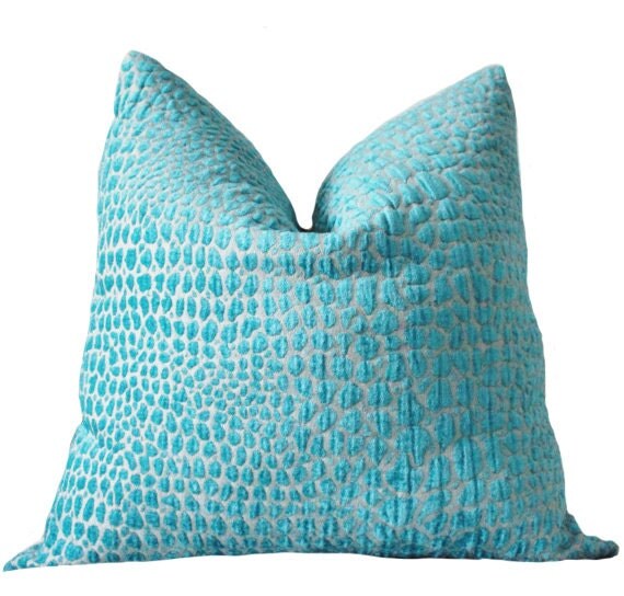 Turquoise Pillow Animal Print Designer Pillow Cover Teal
