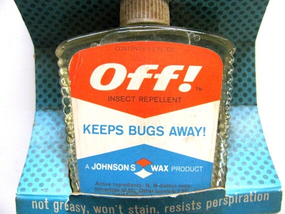 Off Insect Repellent Glass Bottle Johnson's Wax Original Box Vintage Prop 1960s Memorabilia