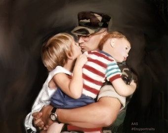 Art Custom Family Painting - Art Commission Personalized Portrait 20x24