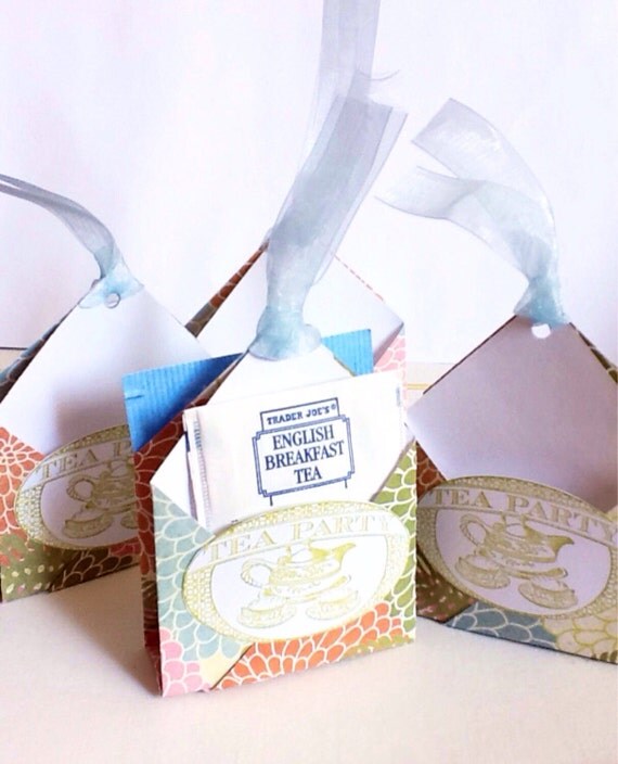 Handmade floral Tea Bag Holders Tea Party Favors 2 tea by Wcards