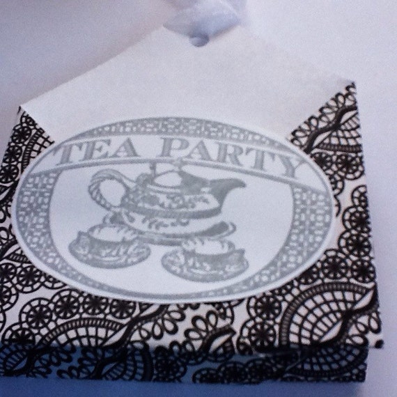 Handmade tea bag holders Black and White tea bag by Wcards