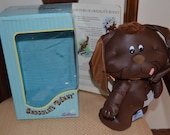 Vintage Emotions Chocolate Easter Bunny by Mattel in 1984 w Original Box, Stuffed Vinyl Brown Bunny, Story Rabbit Missing Tail, Toy Rabbit