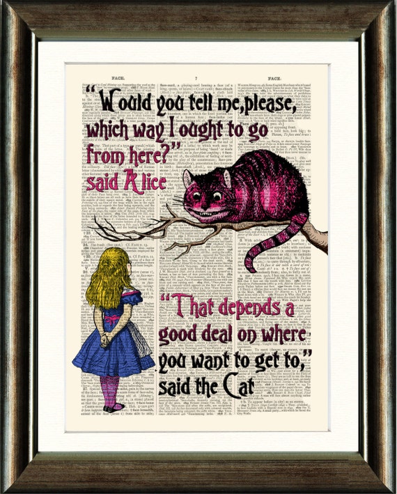 Alice in Wonderland vintage book page print on a page from a