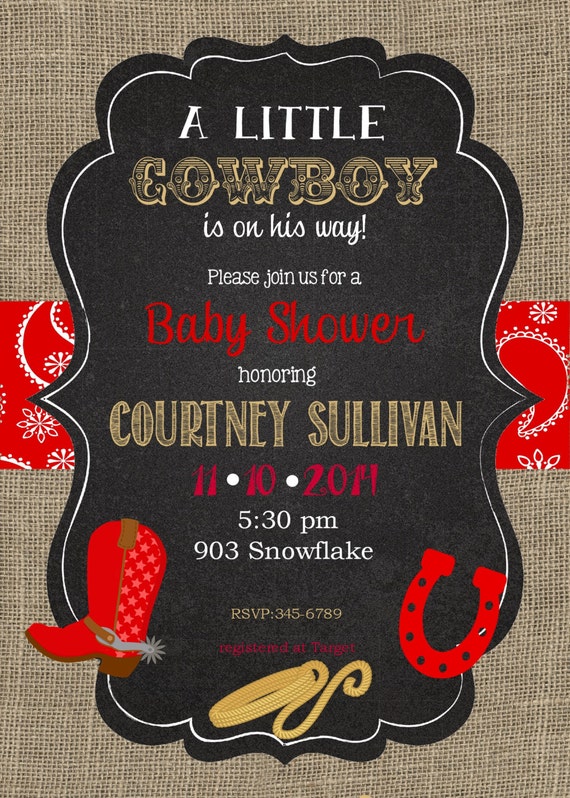 Western Theme Baby Shower Invitations 7