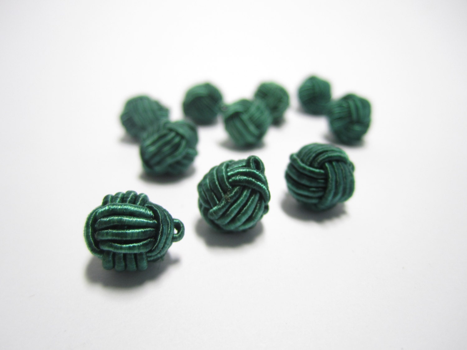 Chinese knot buttons with loop 10 small dark green knot