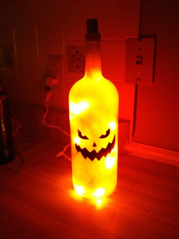 jack o lantern scary face lighted bottle by lightitupcreations jack o lantern scary face lighted bottle by lightitupcreations