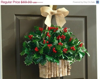 Christmas Decor Banana Bark Berry Bell Wreath Hanging