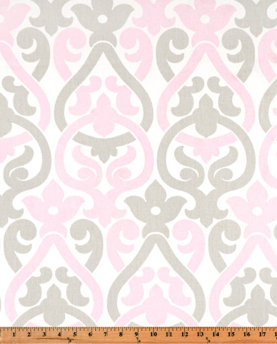 Pale Bella Light Pink French Grey White Alex Damask Floral