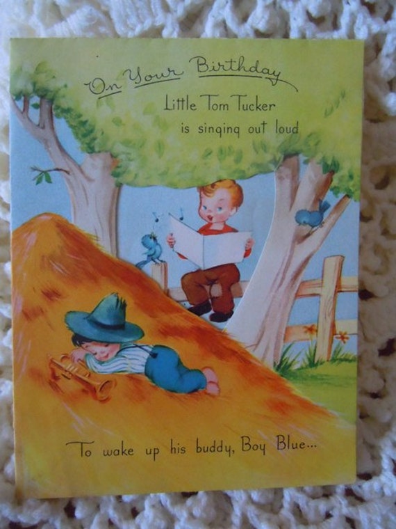 die cut happy birthday card vintage nursery rhyme greeting