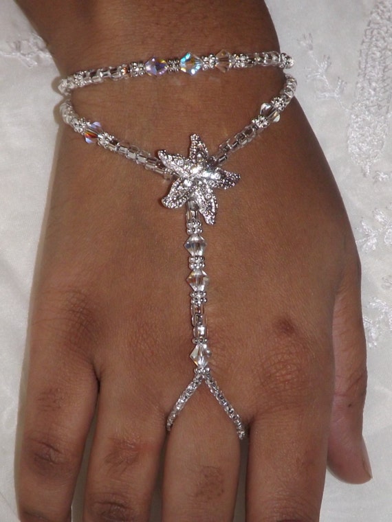 Slave Bracelet Beach Wedding Jewelry Swarovski Starfish Hand