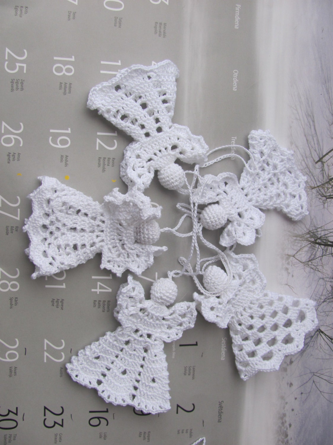 Crochet angels (Set of Five) Christmas ornament Home decor