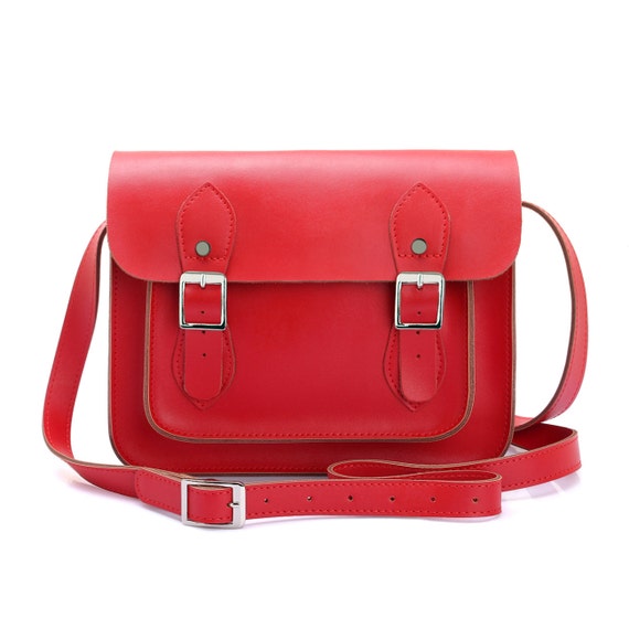 small red satchel bag