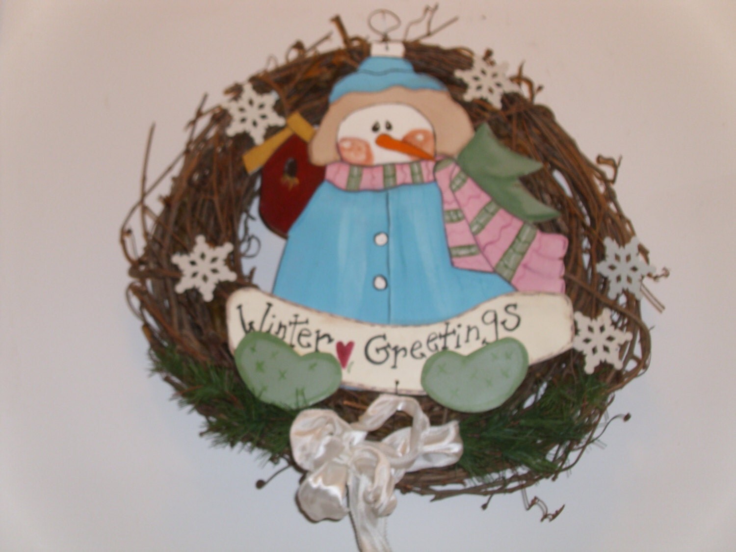 Snowman Winter greetings Wreath