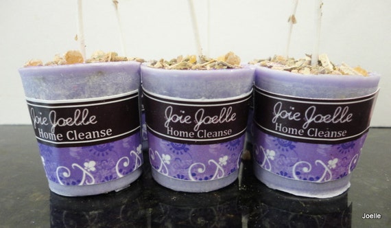 Home Cleanse purple Votive Spell Aromatherapy Candle  for protection, exocrism, power, remove negativity, banishing, potency