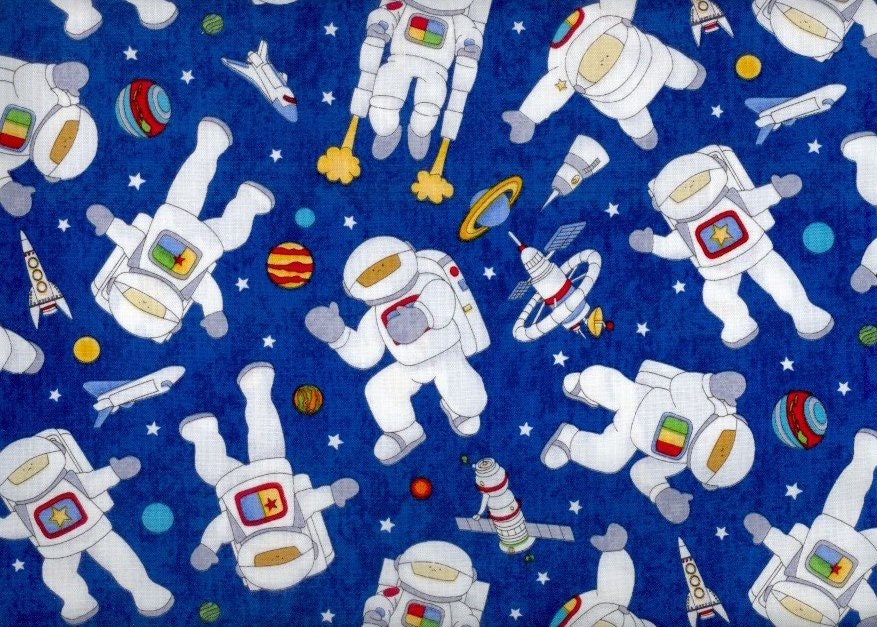 Blast Off Astronaut Fabric Outer Space Northcott By The