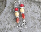 Red cowgirl bling earrings cross crucifix for her gift ideas November trends fall