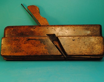 1880 Antique handmade wood working Plaining tool marked HCS and FC Gill antique wood carving tool industrial chic manly man Made in England