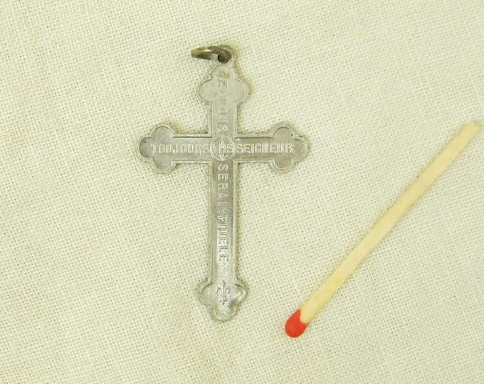 Antique French White Metal Crucifix / Religious Jewelry / Christian Cross / Jesus / Christ / Catholic / Church / Goth / Jewellery / Chapel