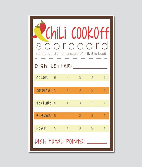 Group Chili Cookoff Sheet INSTANT DOWNLOAD