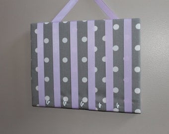Hair Bow Holder Medium Grey n White Polka Dot Hair Bow Organizer Headband Holder Hairbow n Accessory Board, Bow Holder Frame 11 x 14