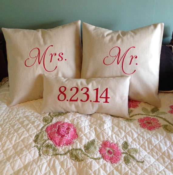 Items similar to Wedding gift, embroidery pillow cover, wedding pillow cover, bridal shower gift