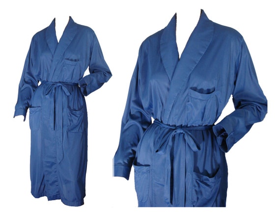 Munsingwear 60s Robe Mens Navy Blue Nylon Robe Smoking Jacket