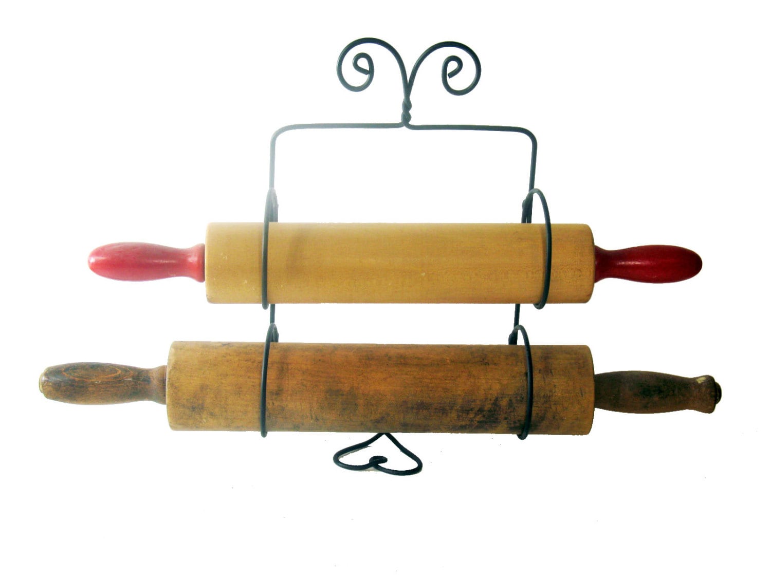 Vintage Wood Rolling Pins with Hanger / Stand by ScrappyPuppy