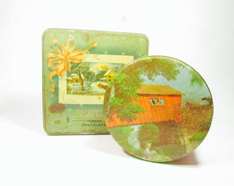Vintage Tins, Vintage Chocolate Tin, Retro Cookie Tin, Metal Box,