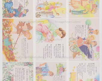NURSERY RHYME DOWNLOAD Mother Goose Nursery Rhyme Instant Download Gift Tags Digital Download Collage Sheet 9 Printable Images
