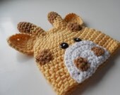 Giraffe Baby Beanie Hat - Light Yellow and Warm Brown - Handmade Crochet - Photo Prop - Made to Order Giraffe Baby Beanie Hat - Light Yellow and Warm Brown - Handmade Crochet - Photo Prop - Made to Order