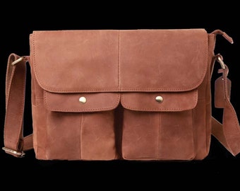 men's bagleisure singl e shoulder bagreal Crazy Horse Leather Bag ...