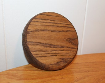 Round Oak Base 5"x 5" Sculpture Figurine Stand Wood Display Base Trophy Case Wood Circles Dark Walnut Stain