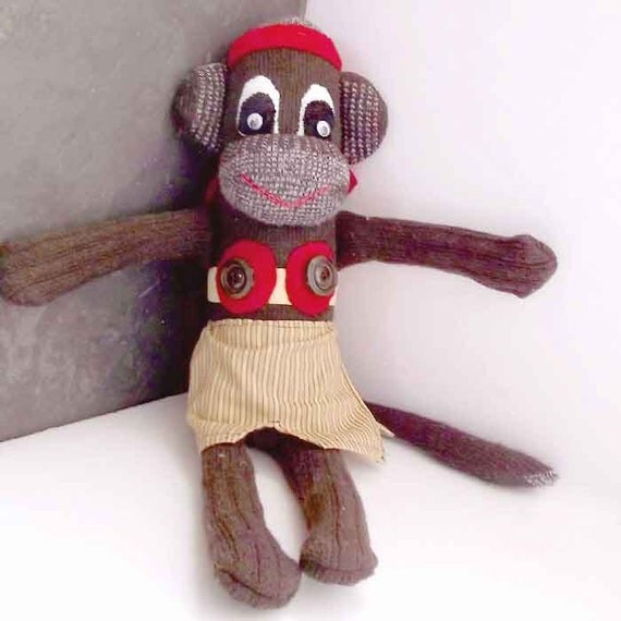 Girl Sock Monkey by Nineblackcatsstudio on Etsy