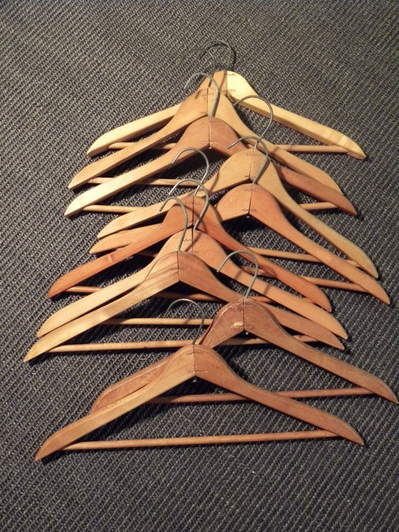 vintage natural wood hangers by VintageIndustriesInc on Etsy