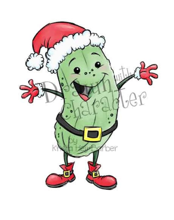 Christmas Pickle Printable Digital Clip Art / KopyKake Image