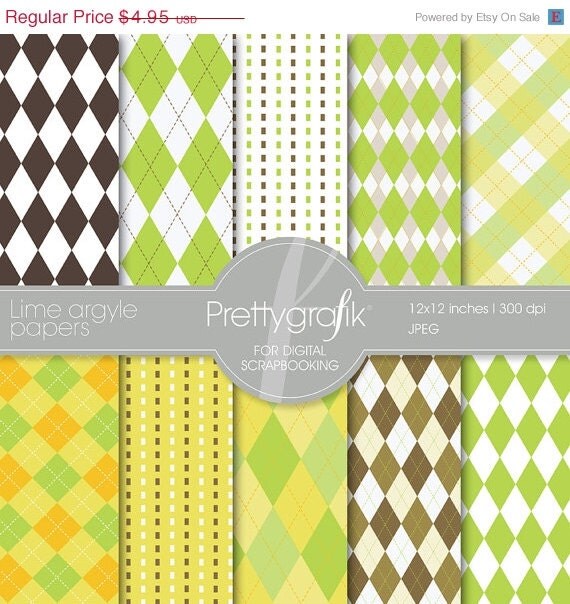 80% OFF SALE Lime argyle digital paper, commercial use, scrapbook papers, background - PS515 Il_570xn