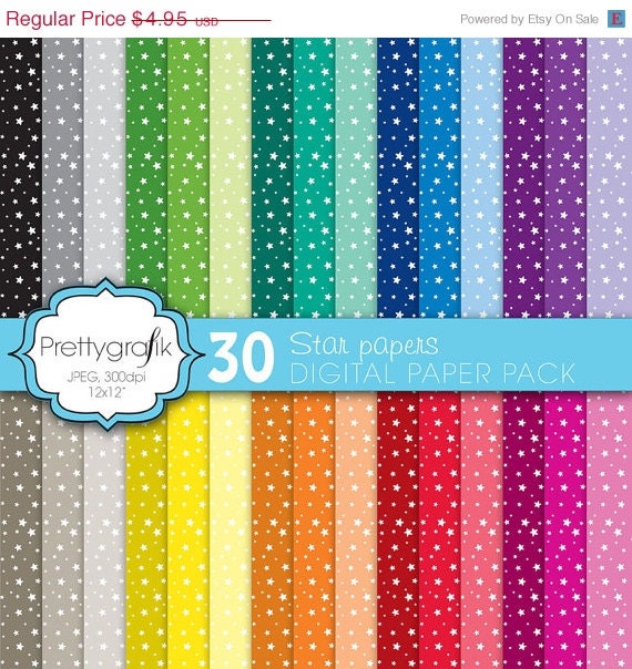 80% OFF SALE star digital paper, commercial use, scrapbook papers, background - PS582 Il_570xn