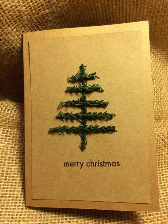 Items similar to Primitive Christmas Tree card on Etsy