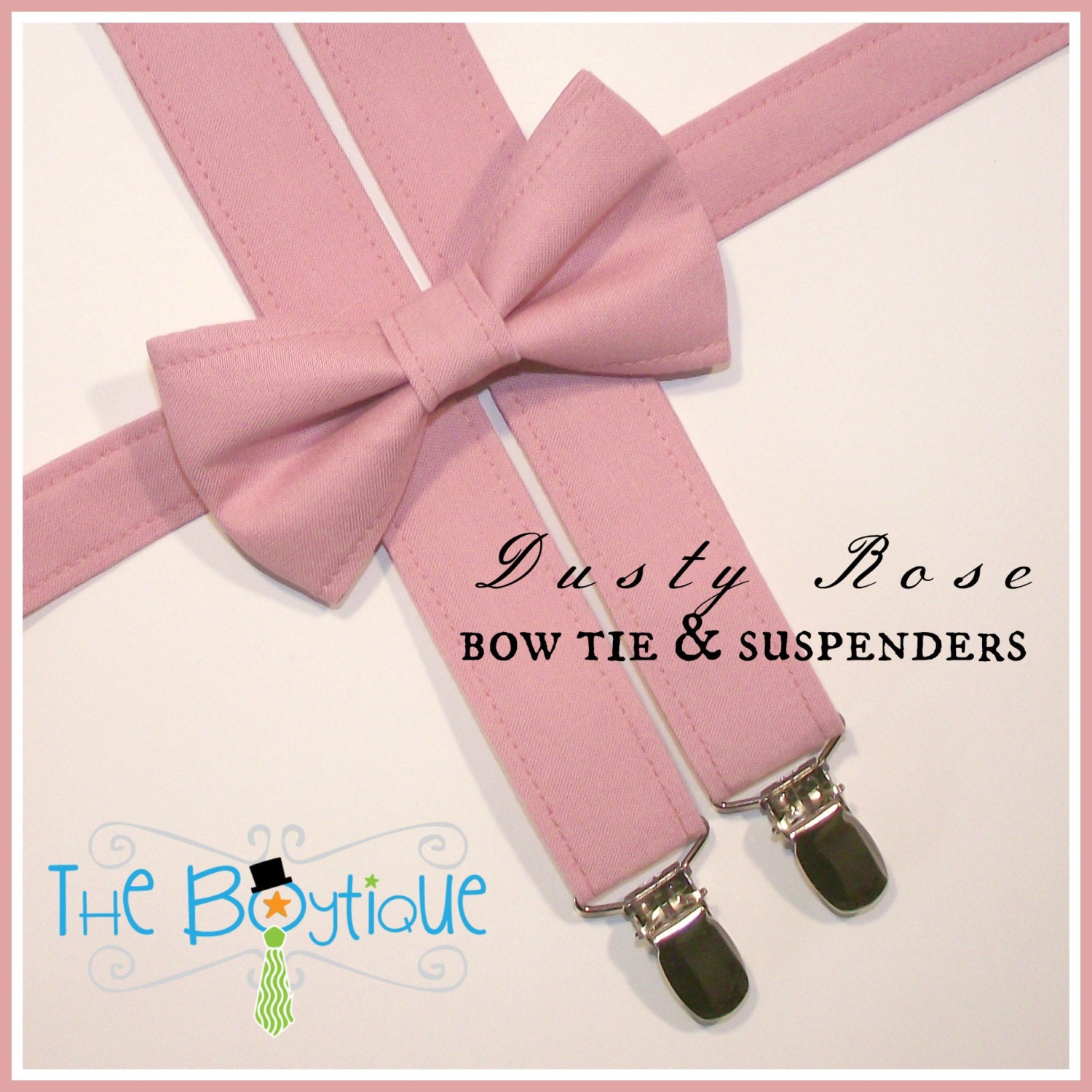 Dusty Rose Bow Ties and Suspenders Boys Kids Toddler Ring