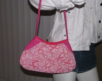 Breast Cancer Awareness Purse, Lea ther and fabric hobo style purse ...