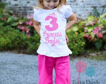 Princess Birthday Shirt Crown Polka Dots Shirt Only
