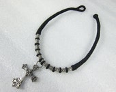 Cross Pendant/Choker Necklace Vintage/German Silver/Statement Necklace