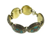 Antique Vintage Boho Jewelry Retro Style Metal Brass Tone Cuff Bracelets