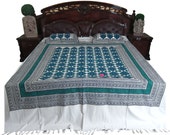 Indian Bedding Bedroom Decor Handloom Coverlet Cotton Bedcover KING Size