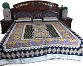 Cotton Bed Cover 3 pc set Handloom Bedding Bedspreads-Indian Bedroom Decor