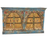 Antique Vintage Sideboard Buffet Media Cabinet Beautiful Floral Carved Indian Furniture
