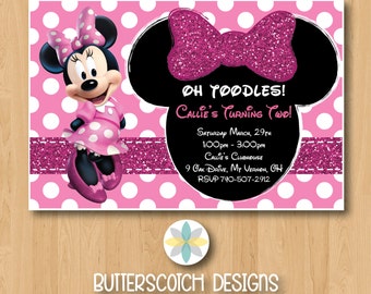 Pink Minnie Mouse Birthday Invitation - Printable/Digital File