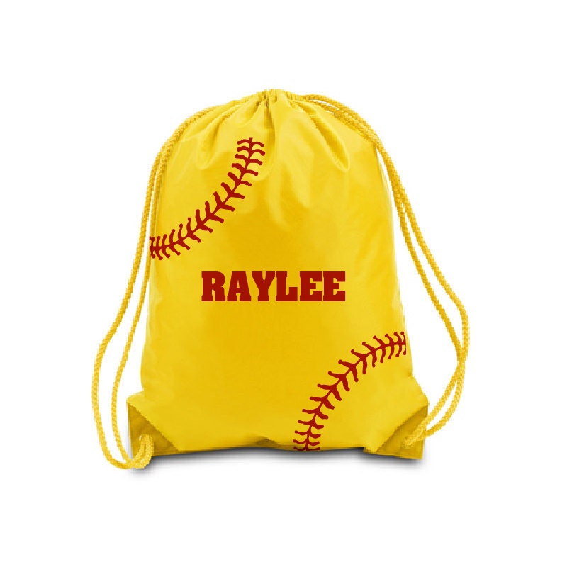 Personalized Drawstring Bag Yellow & Red by funkycoolthreads