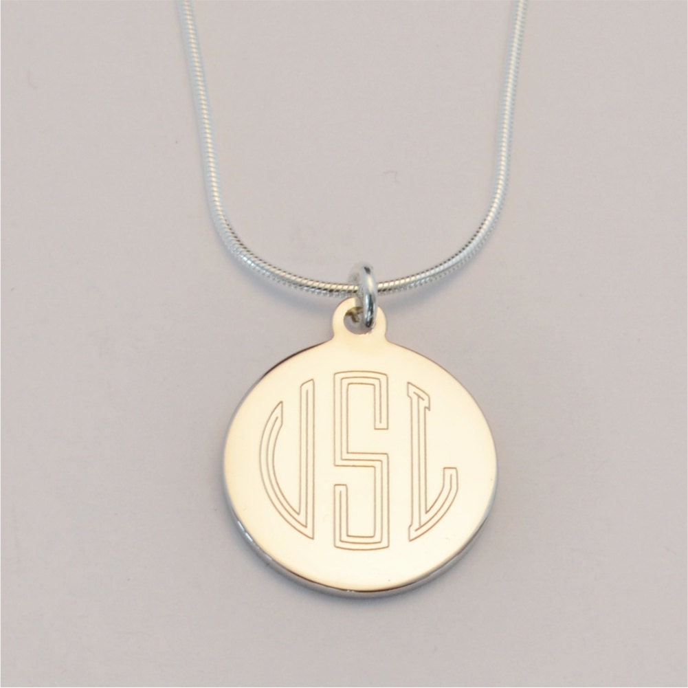 Small Custom Engraved Monogram Charm Necklace Personalized