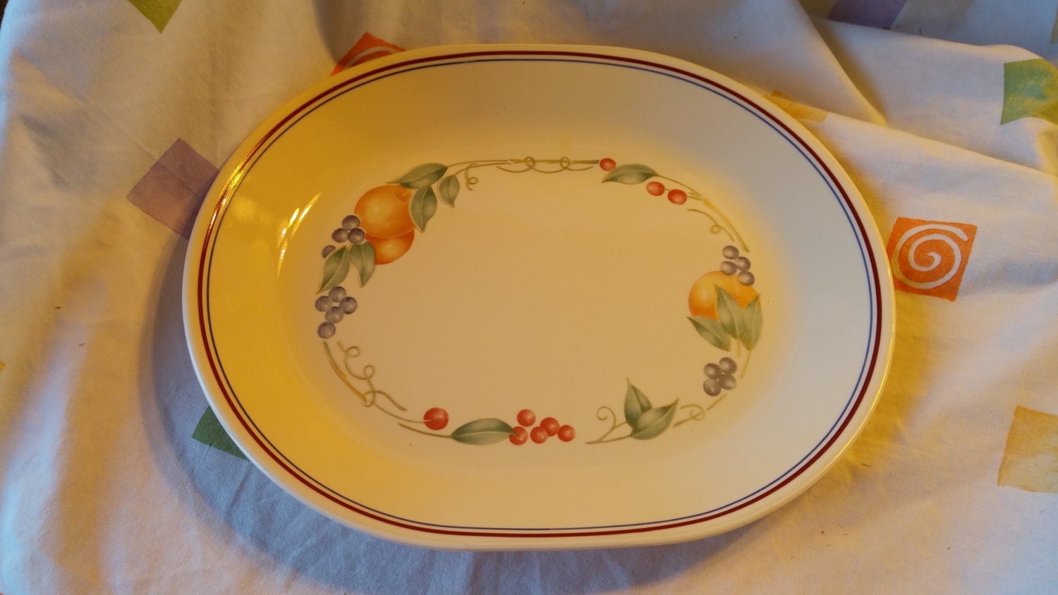 Corelle Abundance Oval Serving Platter Vintage Kitchen Collectible Tray